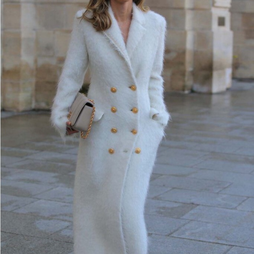 Maison Schiaparelli long coat measuring tape